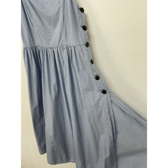 Urban Outfitters Women’s Large Midi Dress Flair Button Side Slit Summer Halter - Picture 7 of 15